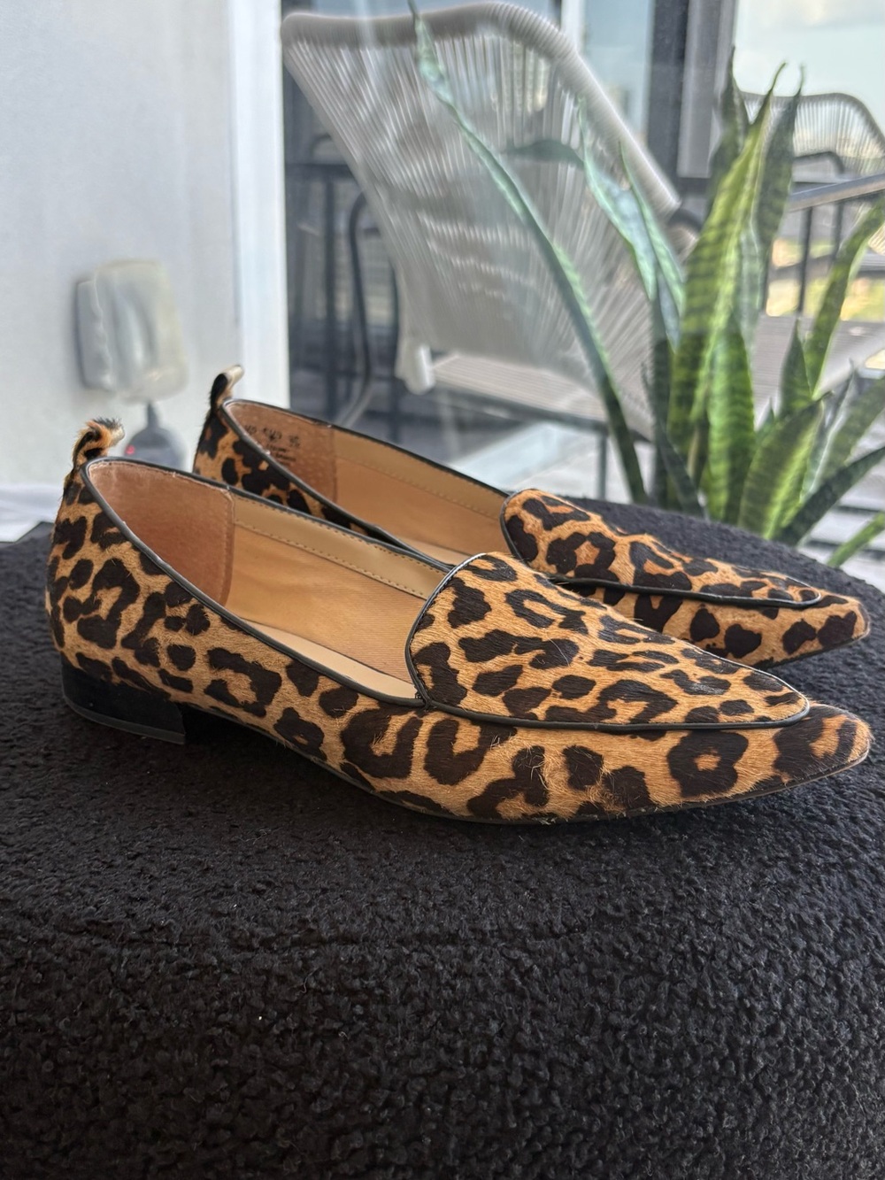 Franco Sarto Leopard Print Slip-On Loafers - Tan & Black